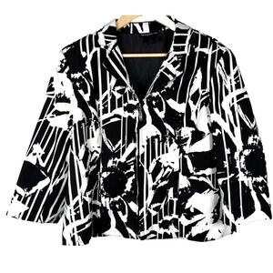 Molly‎ & Maxx Petite Abstract Blazer PXL Black White Artsy Maximalist Statement